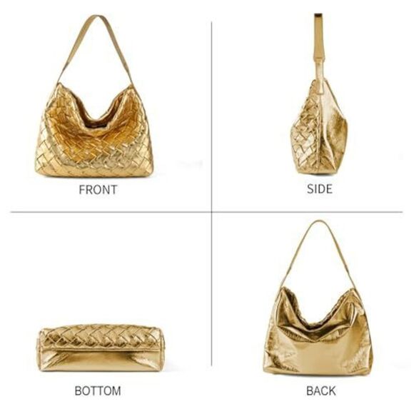 Chic Boston Satchel Woven Vegan Textured Handbags Female Satchel Messenger - Picture 6 of 7